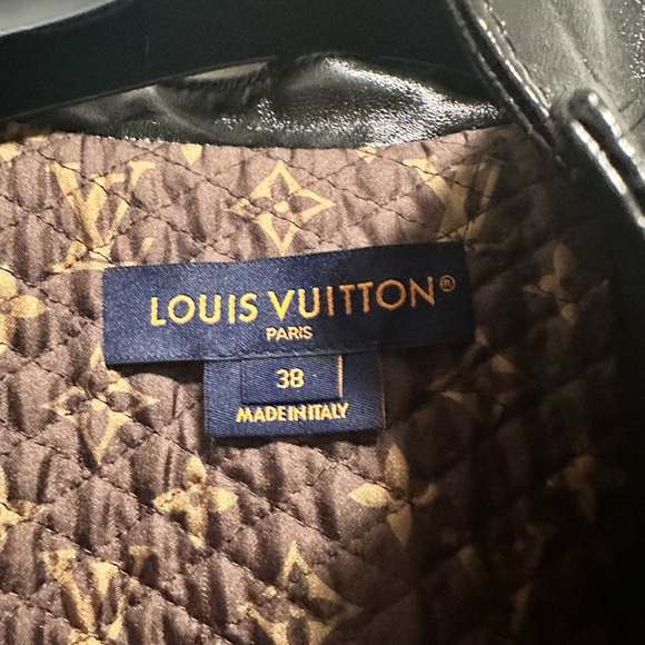 Oversized Belt Embossed Monogram Leather Jacket EU 38/ US 6/ Medium - Picture 9 of 10